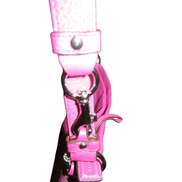 Coach Pebbled Leather Chain Duffle Convertible Crossbody Handbag in Blossom Pink - Picture 11 of 13